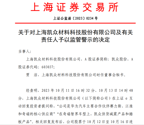 两家公司华为汽车概念披露不准确不完整？上交所出手