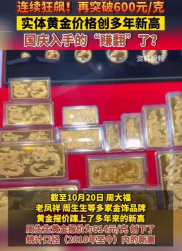 大反转 金价又涨回来了！再破600元大关！