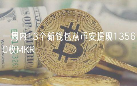 一周内13个新钱包从币安提现13560枚MKR